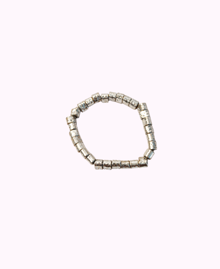 Bracciale Elasticizzato a Rettangoli in Metallo Placcato Argento