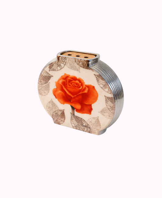 Profumatore Fantin in Resina con Rosa e Inserti Placcati Argento