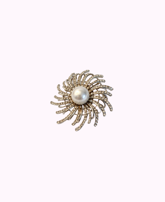 Spilla Vintage con Perla e Cristalli
