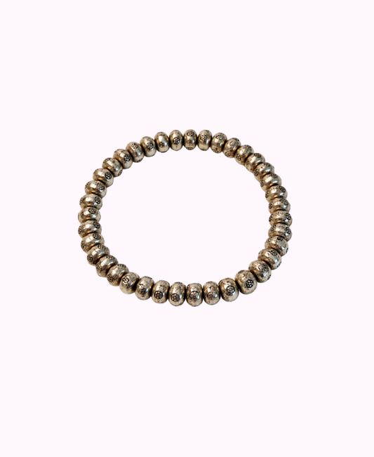 Bracciale Elasticizzato con Rondelle in Metallo Placcato Argento