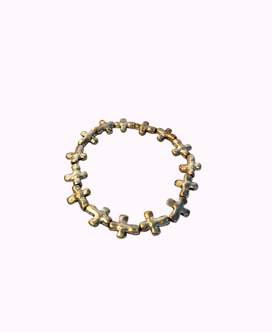 Bracciale con Crocette in Metallo Placcato Argento