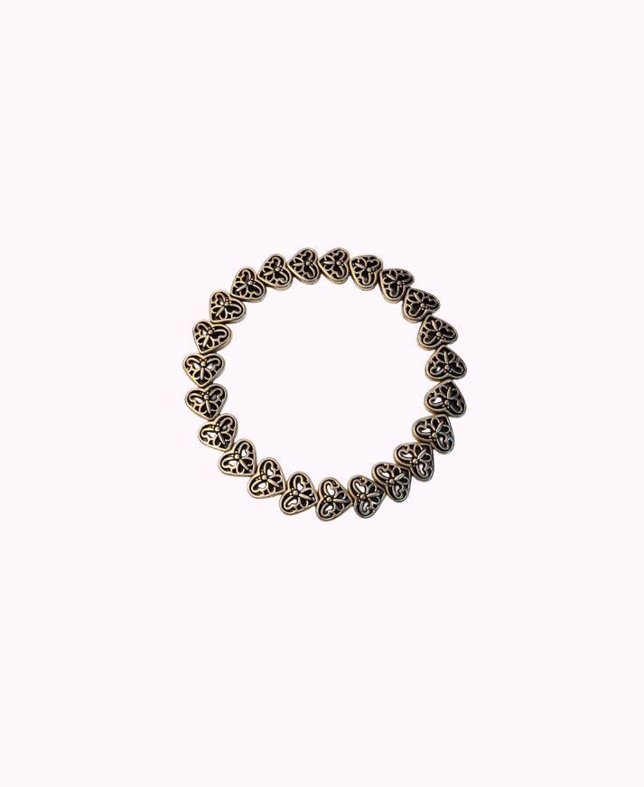 Bracciale Elasticizzato Cuori e Farfalle in Metallo Placcato Argento