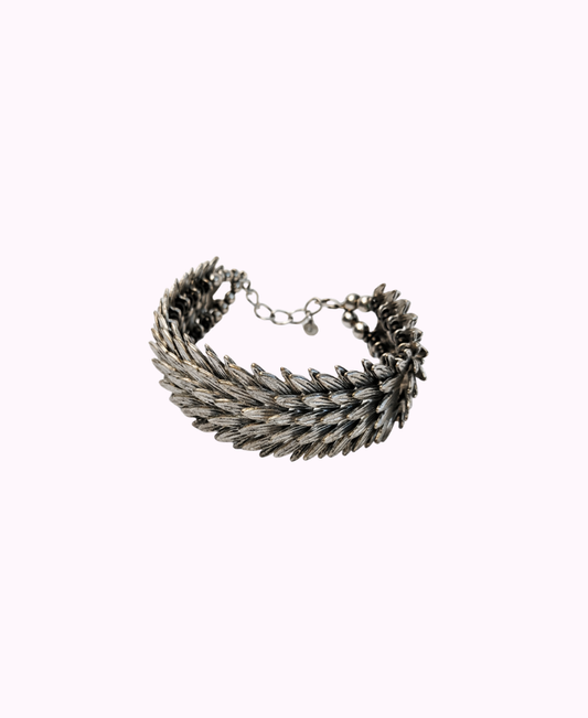 Bracciale a Piume in Ottone Placcato Argento