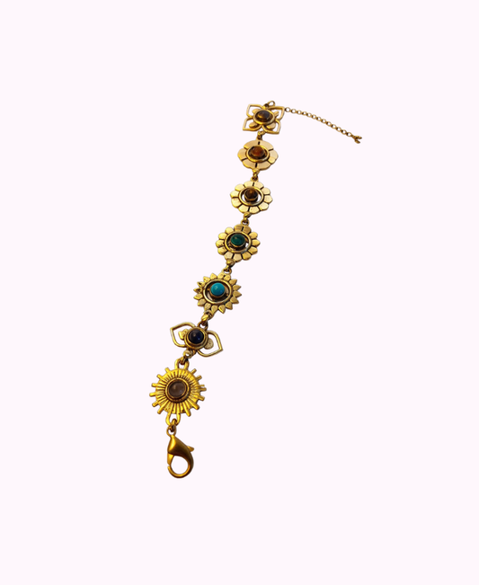 Bracciale Margherite in Ottone con Pietre Naturali