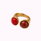 Anello Contrarié in Ottone Placcato in Oro con Pietre Naturali