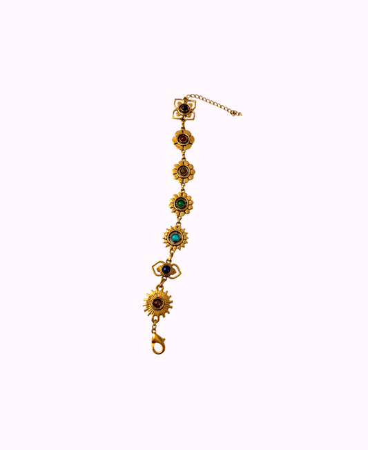 Bracciale Margherite in Ottone con Pietre Naturali
