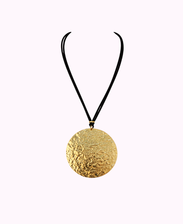 Collana con Pendente Disco Martellato in Ottone