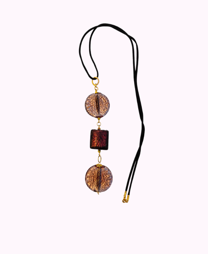 Collana con Pendente in Vetro di Murano e Alcantara