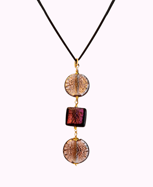 Collana con Pendente in Vetro di Murano e Alcantara