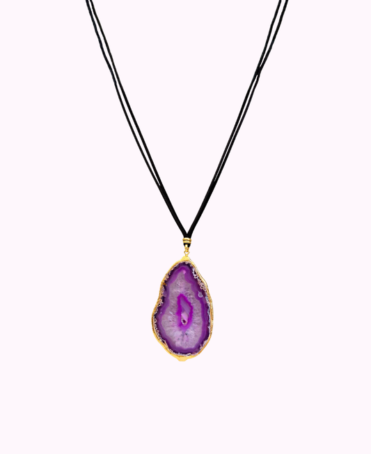 Collana con Pendente in Agata e Alcantara