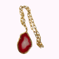 Collana con Pendente di Agata e Catena in Acciaio Dorata