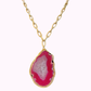 Collana con Pendente di Agata e Catena in Acciaio Dorata