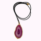 Collana con Pendente in Agata e Alcantara