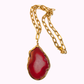 Collana con Pendente di Agata e Catena in Acciaio Dorata