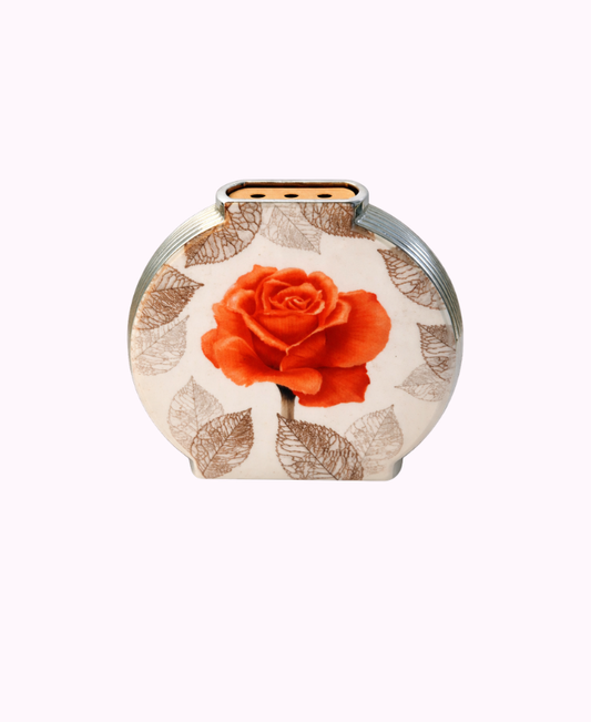 Profumatore Fantin in Resina con Rosa e Inserti Placcati Argento