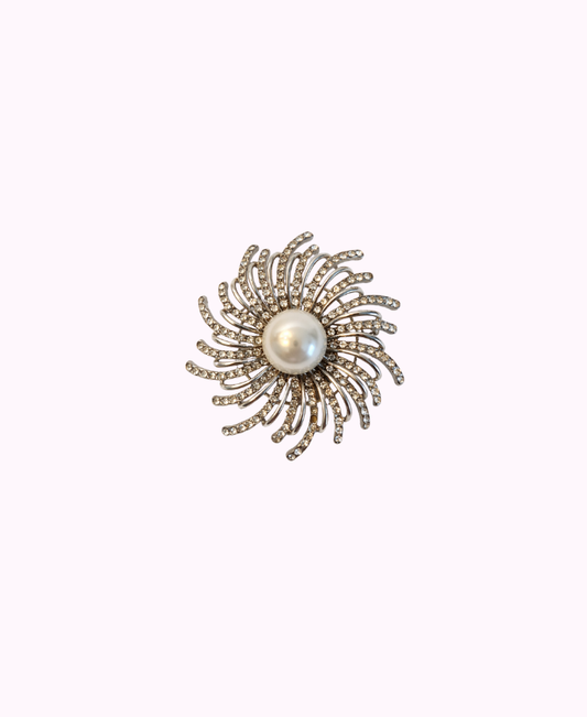 Spilla Vintage con Perla e Cristalli