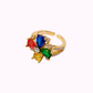 Anello in Ottone Placcato in Oro con Cristalli Francesi