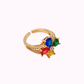 Anello in Ottone Placcato in Oro con Cristalli Francesi