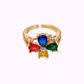 Anello in Ottone Placcato in Oro con Cristalli Francesi
