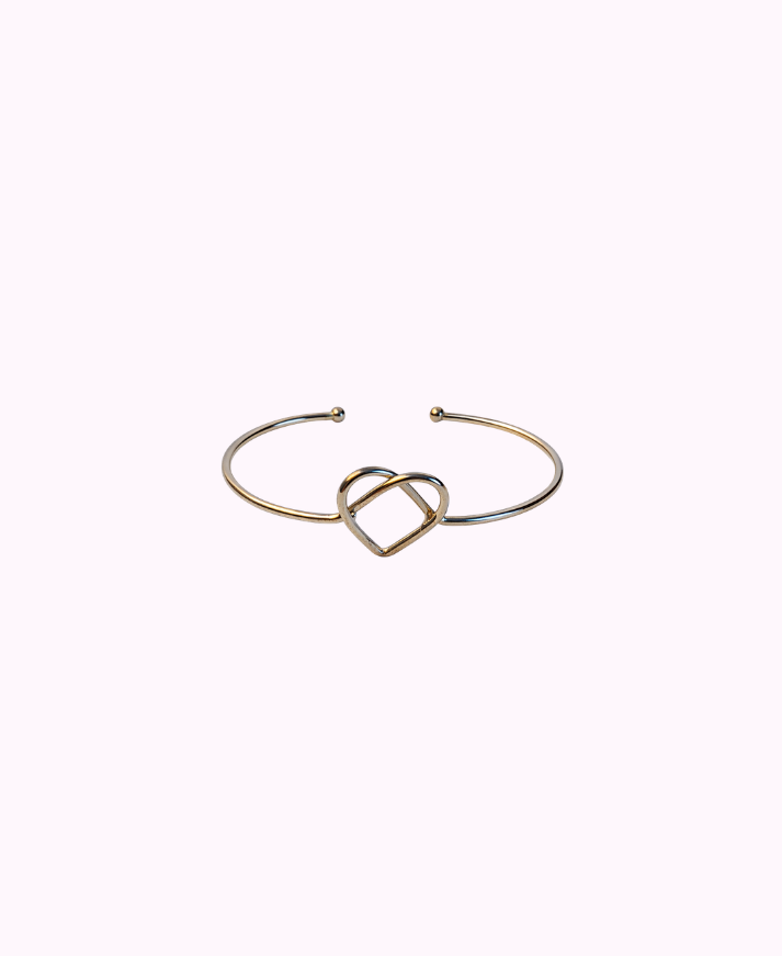 Bracciale Rigido con Cuore in Metallo Placcato Argento