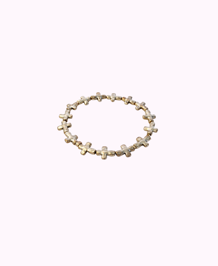 Bracciale con Crocette in Metallo Placcato Argento