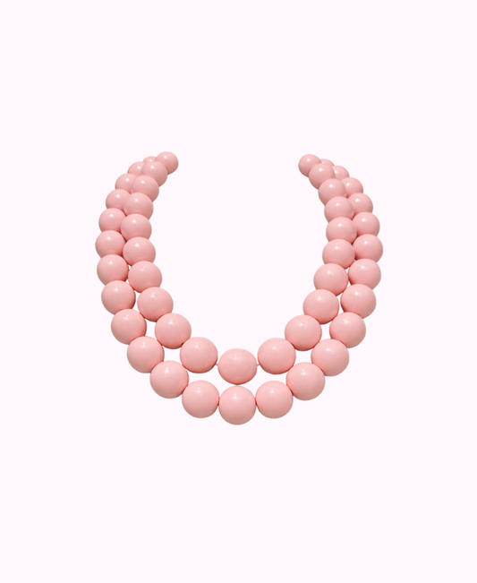Collana Lunga in Ceramica Rosa