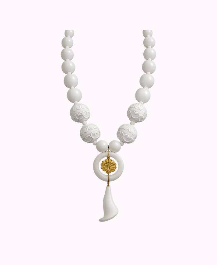 Collana in Resina Lavorata Bianca