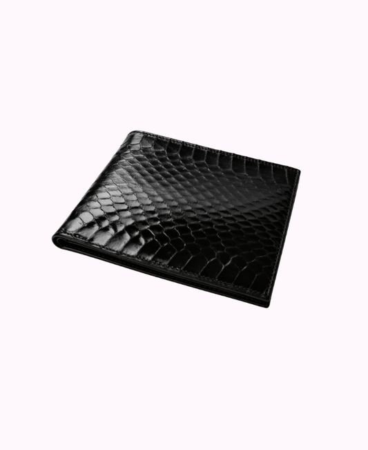Portafoglio Nero in Vera Pelle di Pitone