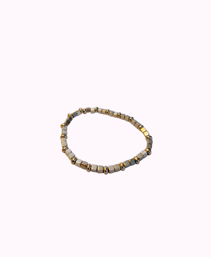 Bracciale Elasticizzato a Rettangoli in Metallo Placcato Argento