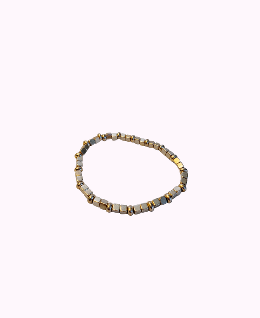 Bracciale Elasticizzato a Rettangoli in Metallo Placcato Argento