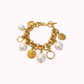 Bracciale Catena Dorata con Perle e Charms Moneta